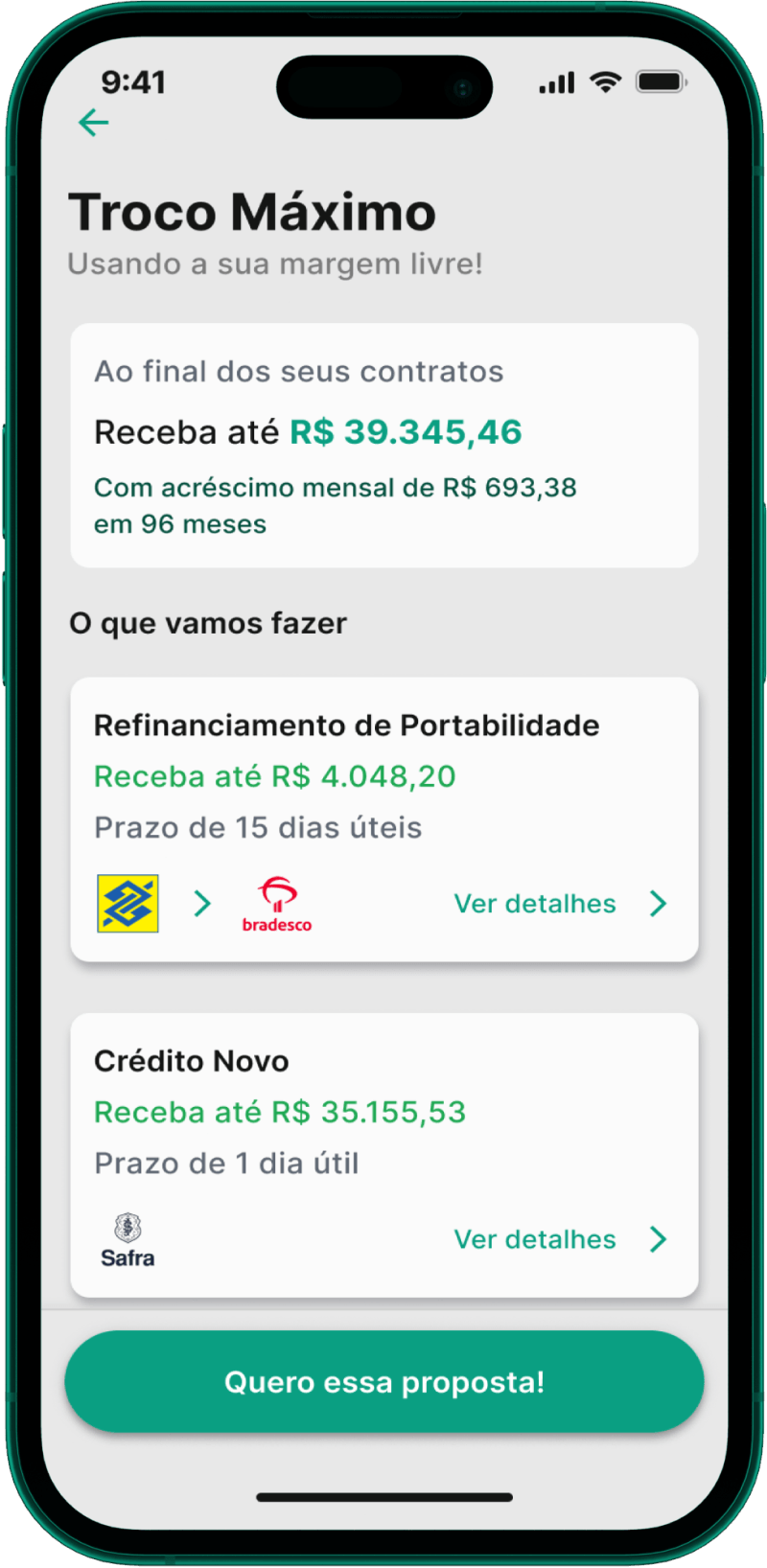 Tela de Troco Máximo do app Konsi Tela de Troco Máximo do app Konsi